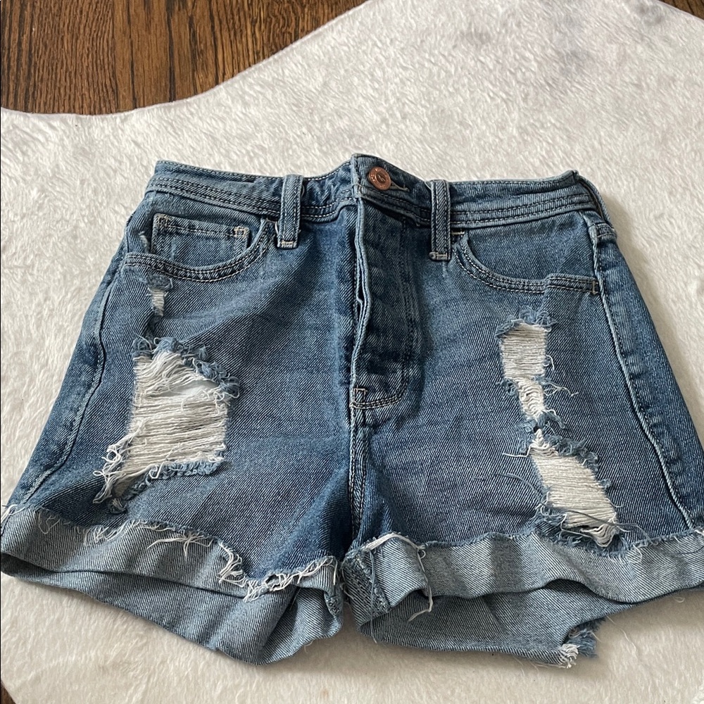 Hollister Blue Distressed Jean Shorts